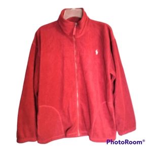 Polo Ralph Lauren Men's Red 1/4 Zip Pullover Logo Jacket 100%Cotton Size Medium